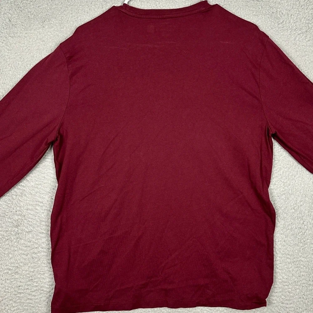 Polo Ralph Lauren T-Shirt Mens Large Burgundy Red Pony Crewneck Long Sleeve Tee